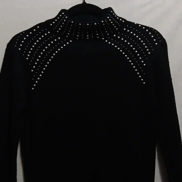 Womens XS Black Juicy Couture Mock Neck Pearl Embellished - Picture 2 of 7
